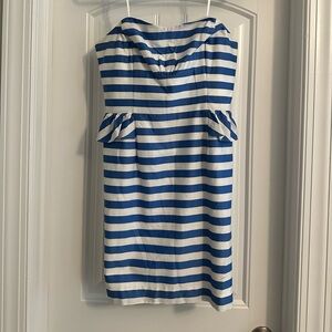 Lily Pulitzer Blue and White Stripe Strapless Dress